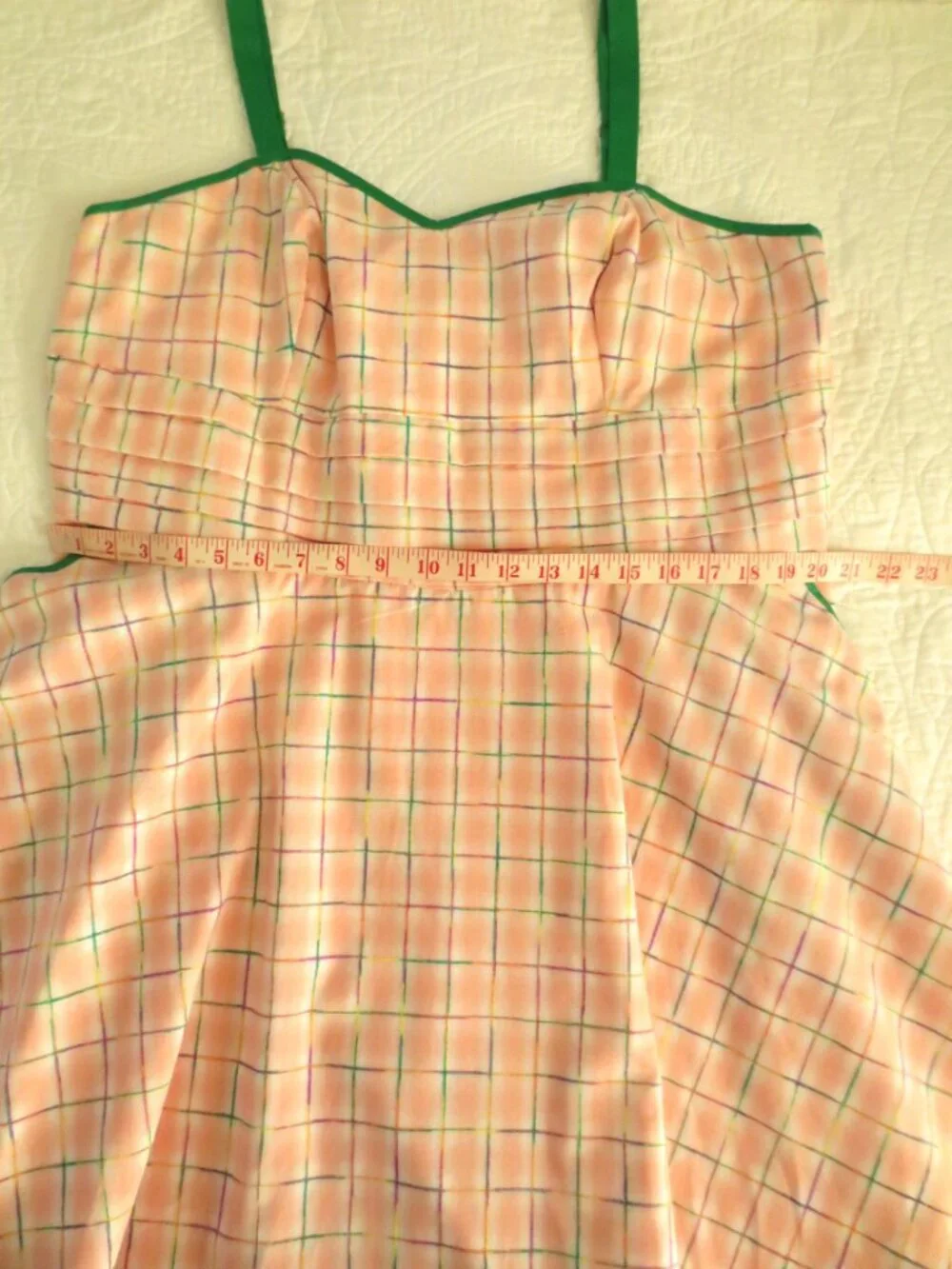Unique Vintage Coquette Pink Plaid Cotton Dress - Picture 14 of 15